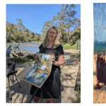Workshop_Kayleen-West_Jun-2026 Artist painting outdoors during pastel workshop at The Pastel Society of Victoria, Australia.